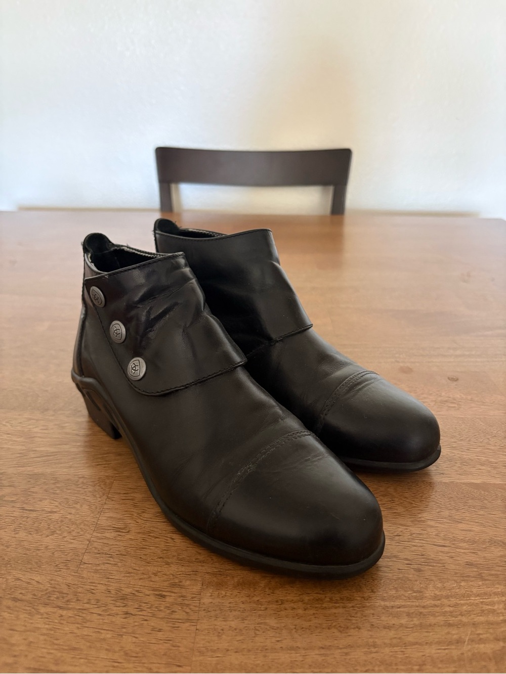 Ariat Spat III‎ Snap Ankle Riding Boots Women’s 8 Black Leather Coastal Cowgirl